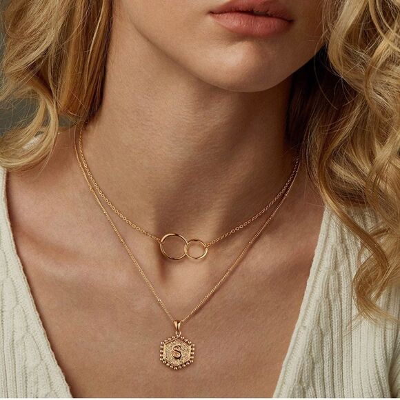 NWT Wool + Pepper Co. Initial Dainty Gold Layer Necklace - Picture 6 of 6